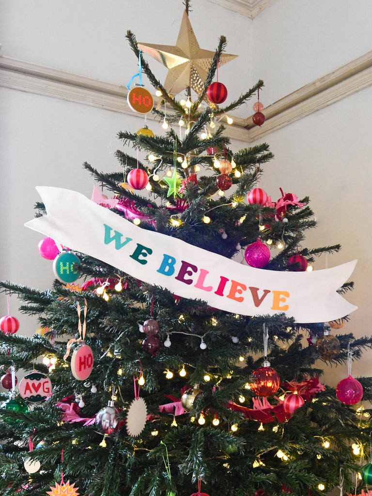 WE BELIEVE CHRISTMAS TREE SASH